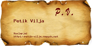 Petik Vilja névjegykártya
